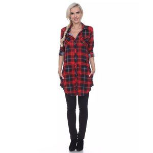 WHITE MARK Blue/Red Plaid Tunic or Mini Dress NWT SMALL